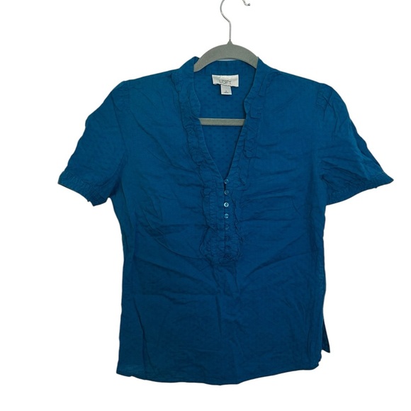 Loft Blue Swiss Dot Y2K Blouse - Picture 1 of 5